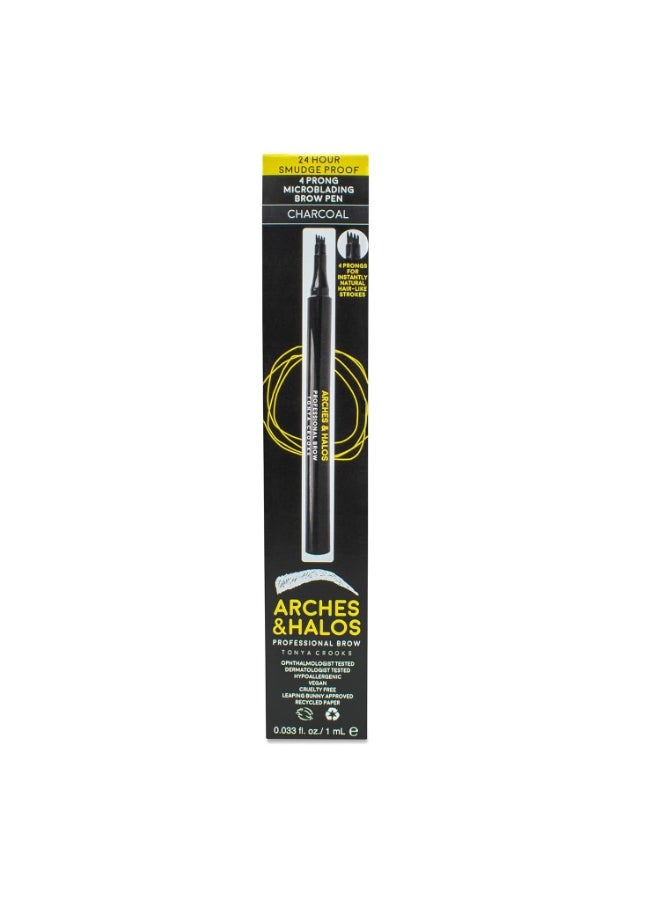 Arches & Halos Microblading Brow Shaping Pen - Fuller, More Defined Brow - Long-lasting, Smudge Resistant, Rich Color - Vegan and Cruelty Free Makeup - Charcoal - 1 ml