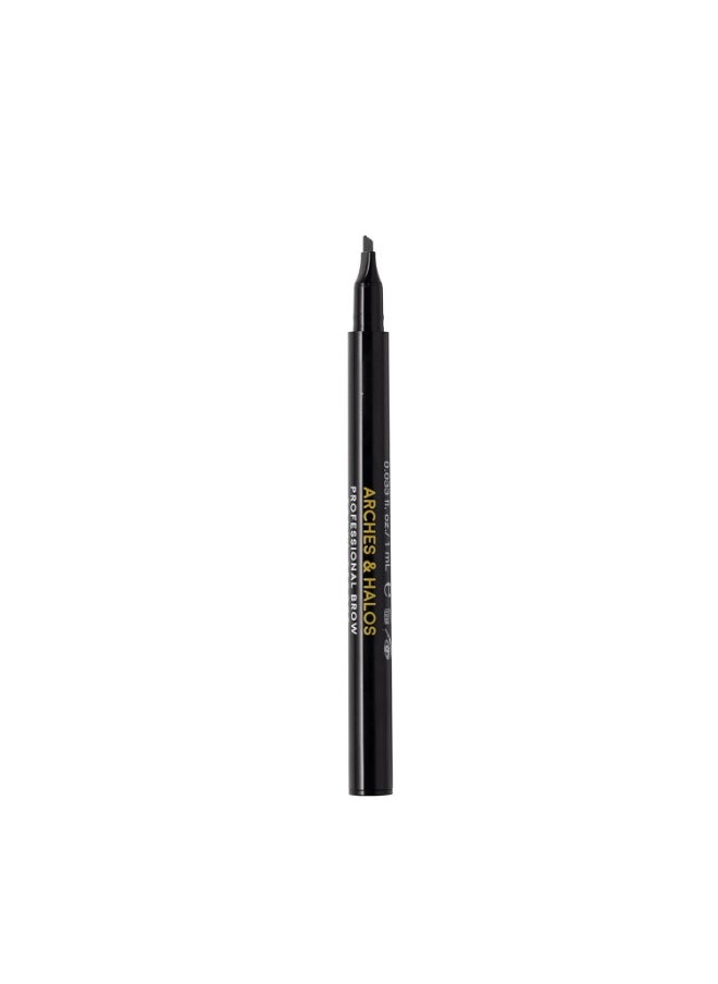 Arches & Halos Microblading Brow Shaping Pen - Fuller, More Defined Brow - Long-lasting, Smudge Resistant, Rich Color - Vegan and Cruelty Free Makeup - Charcoal - 1 ml