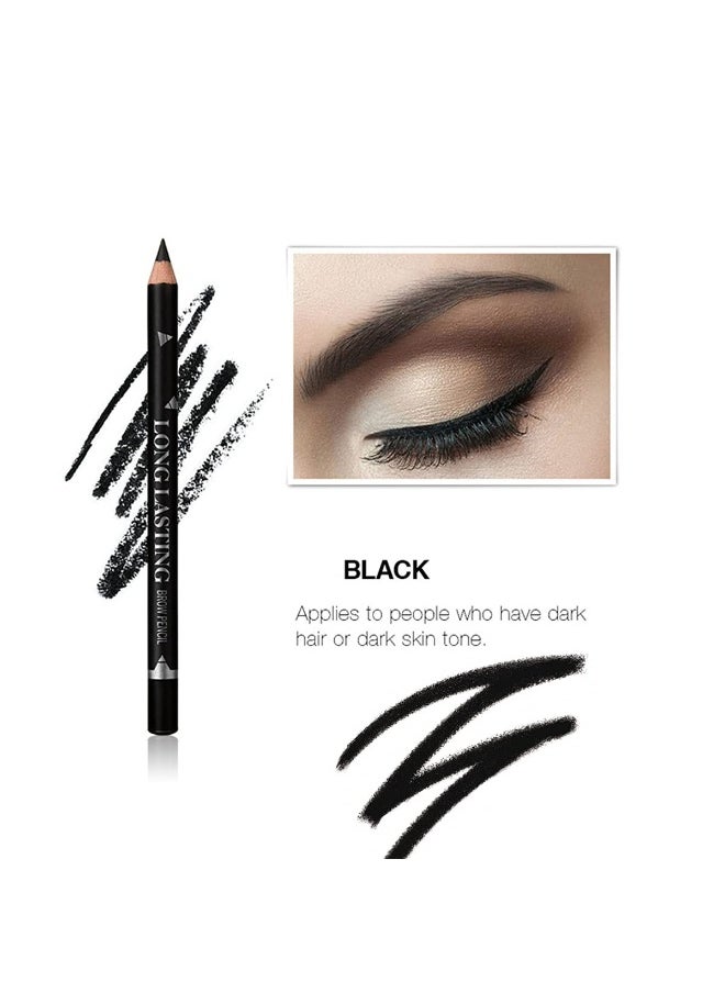Go Ho 12 PCS Black Eyebrow Eyeliner Pencils,Sweatproof Eyebrow Pencil,Long-lasting Nice Color Eye Brow Gel Pen Makeup Brow Tint Sticks（Black）
