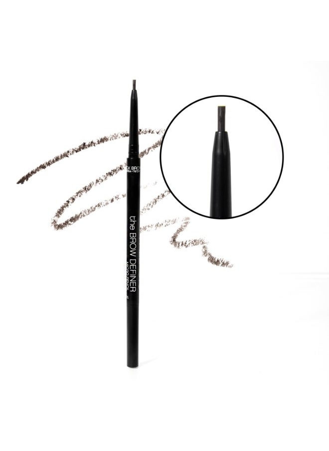 Palladio Beauty Brow Definer Pencil, Black Brown, Ultra Precise Twist-Up Eye Brow Pencil with Long-Staying Power, Spooley Brush Blends Color for Natural Finish, No Eyebrow Pencil Sharpener Required