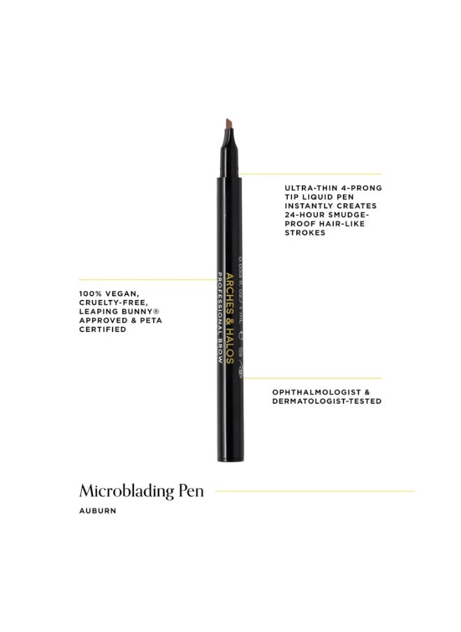 Arches & Halos Microblading Brow Shaping Pen - Fuller, More Defined Brow - Long-lasting, Smudge Resistant, Rich Color - Vegan and Cruelty Free Makeup - Auburn - 1 ml