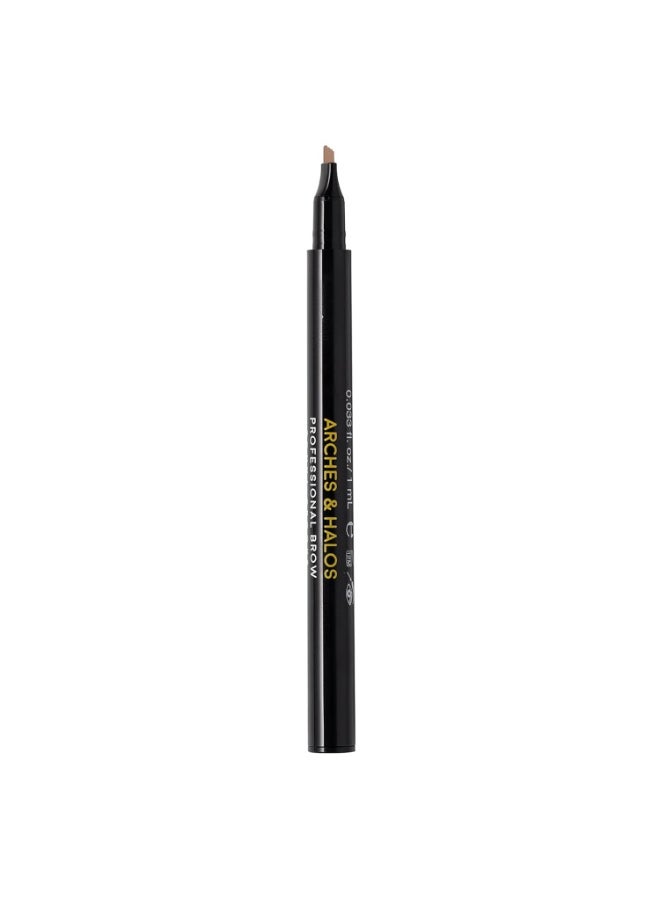 Arches & Halos Microblading Brow Shaping Pen - Fuller, More Defined Brow - Long-lasting, Smudge Resistant, Rich Color - Vegan and Cruelty Free Makeup - Warm Brown - 0.033 fl oz