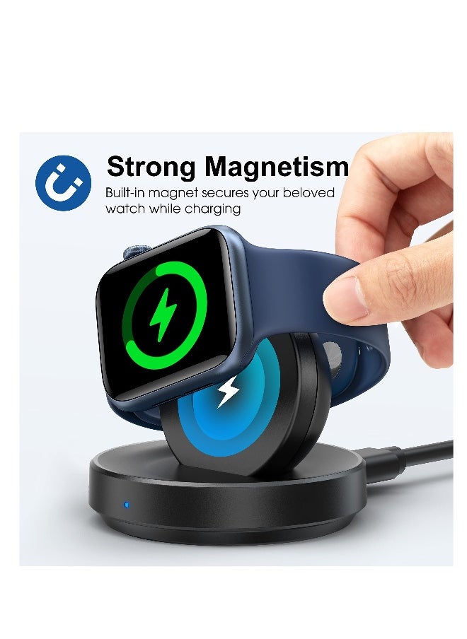 Watch Charger Stand for Apple, Portable Magnetic Charging Dock for iWatch, Wireless Charging Station with Apple Watch Series 7 SE 6 5 4 3 2, Support Nightstand Mode