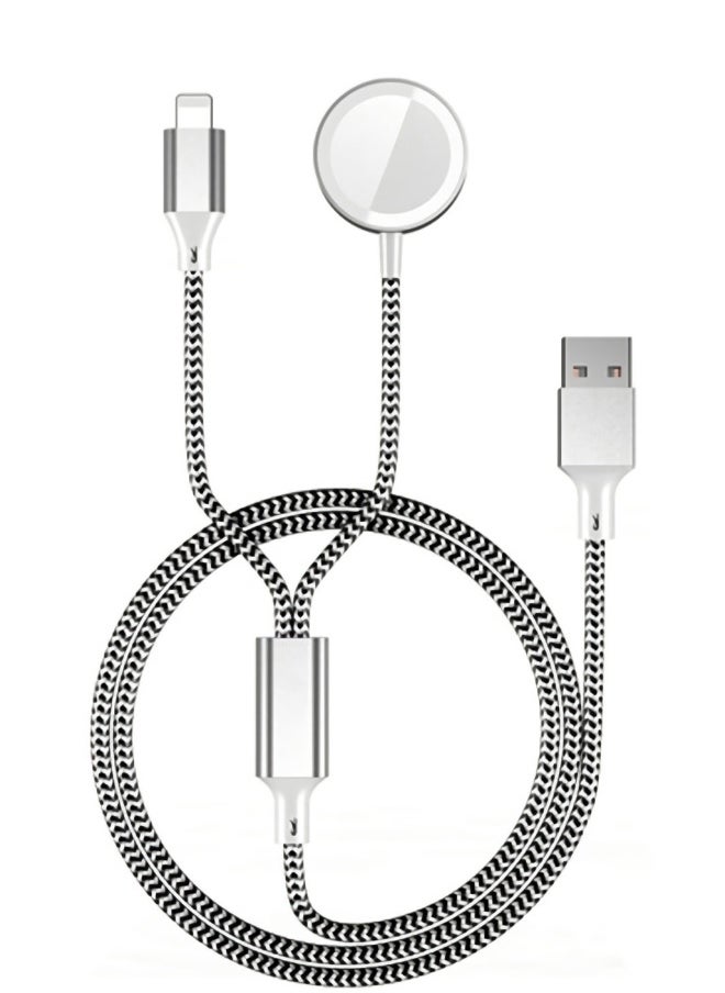 Watch Charger Magnetic Charging Cord, 2 in 1 Portable Wireless Charger Cable Compatible with Watch Series 7 SE 6 5 4 3 2 Work for iPhone 13/12 Pro Max / 11 / XR/XS/X / 8 Plus