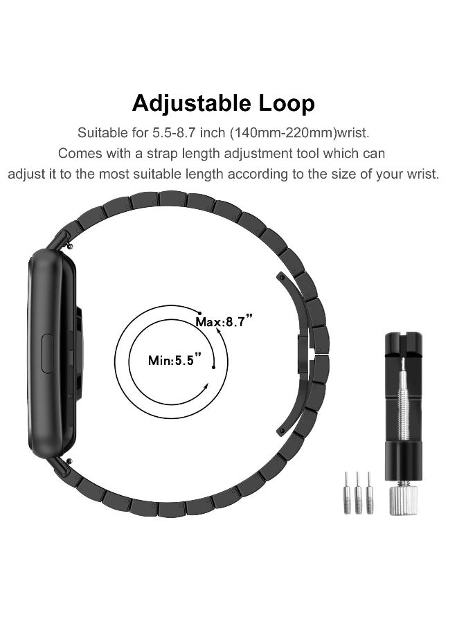 Stainless Steel Metal Strap for Huawei Watch Fit 2 - Ultra-Thin, Durable, Adjustable Replacement Band with Folding Clasp - Black Color