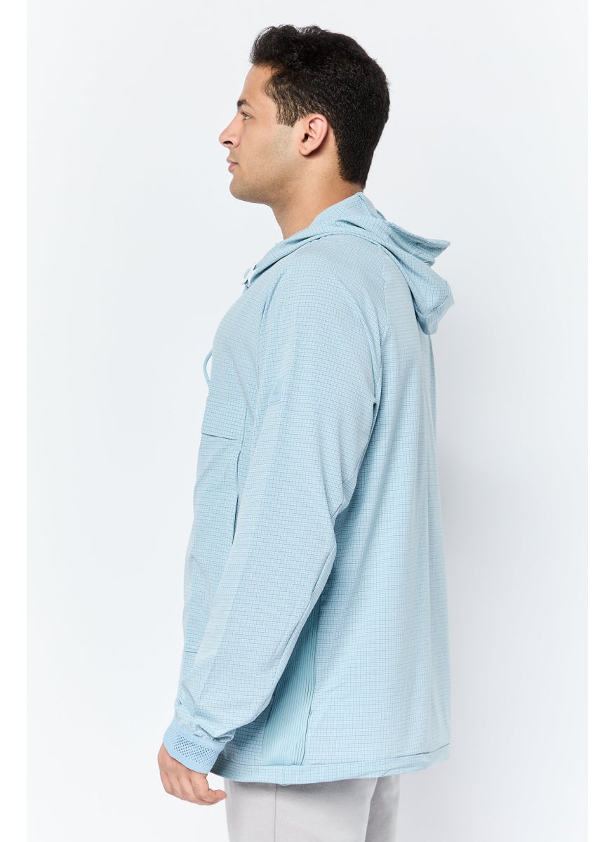 Men Sportswear Fit Long Sleeve Half-Zip Outdoor Jacket, Magic Grey
