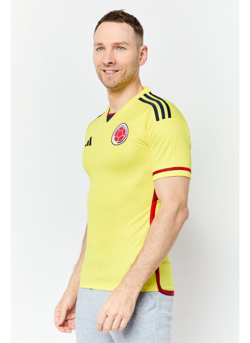 Men Sportswear Fit Short Sleeve Football Jersey, Yellow