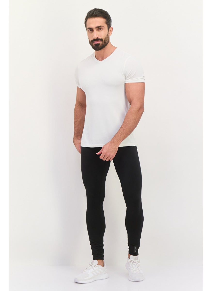Men Tight Fit Plain Running Tights, Black