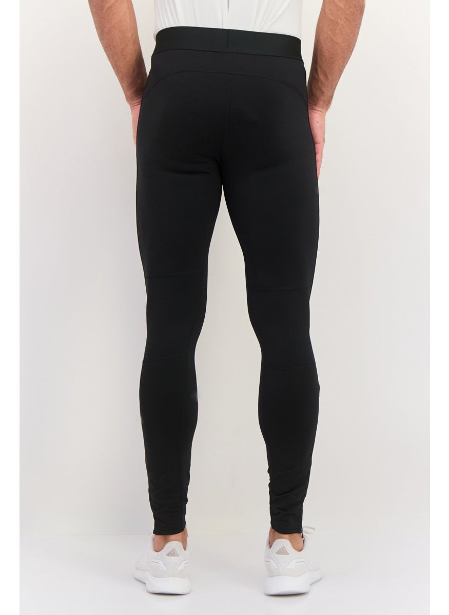 Men Tight Fit Plain Running Tights, Black