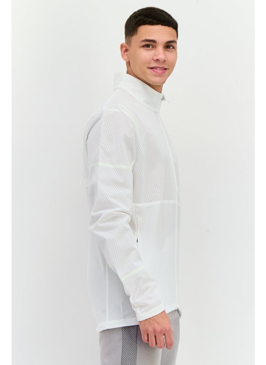 Men Sportswear Fit Long Sleeves Training Jacket, White