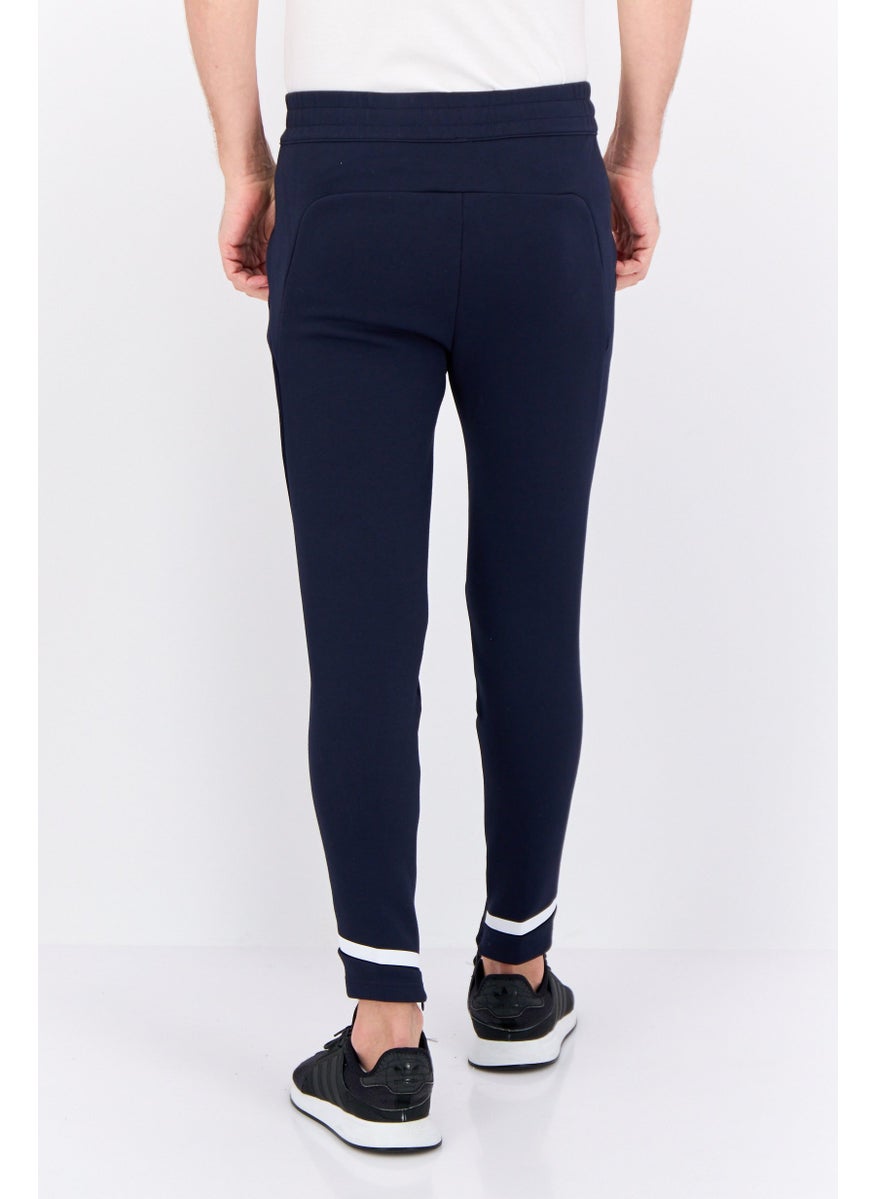 Men Slim Fit Brand Logo Outdoor Sweatpants, Navy