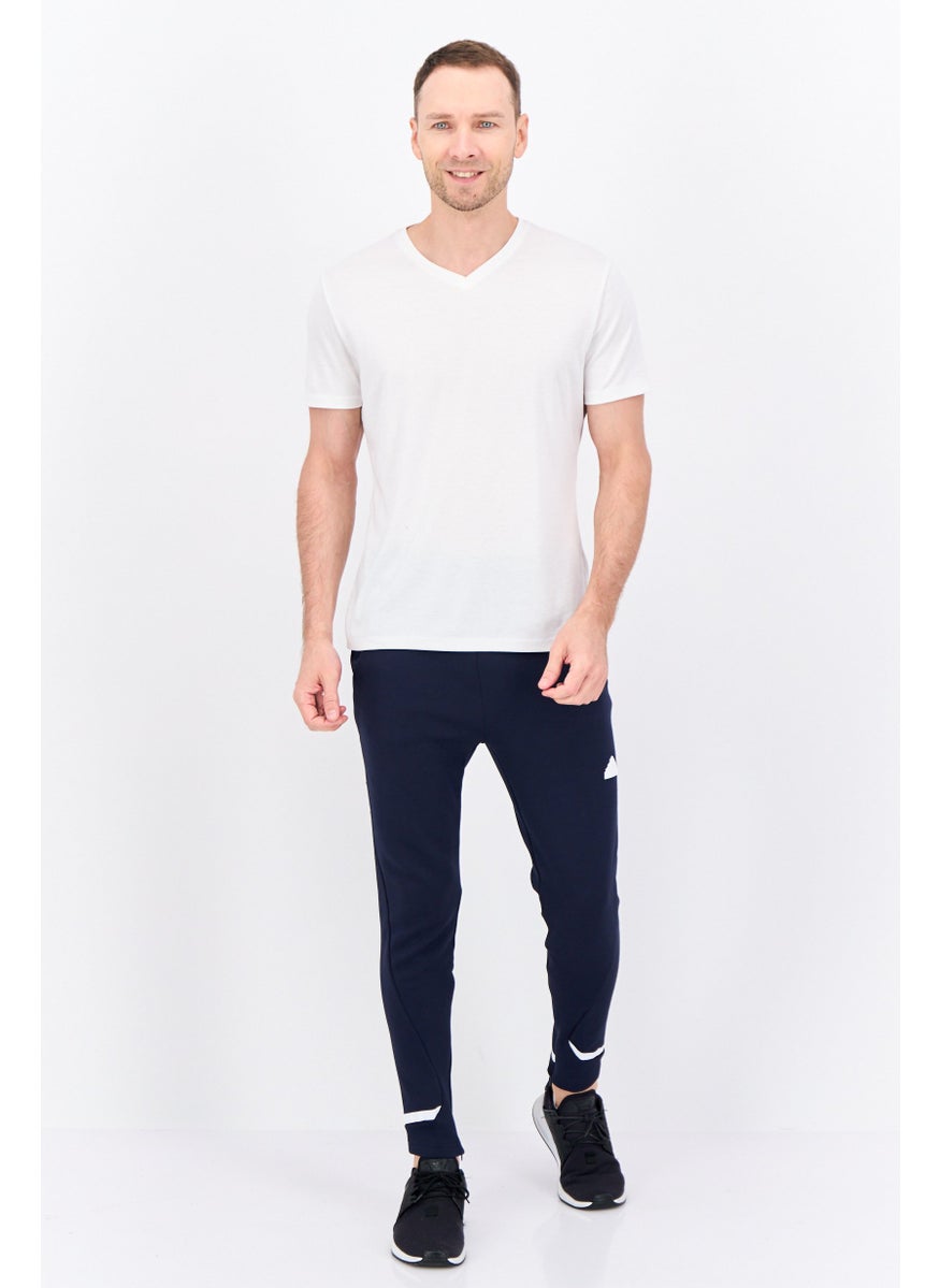Men Slim Fit Brand Logo Outdoor Sweatpants, Navy
