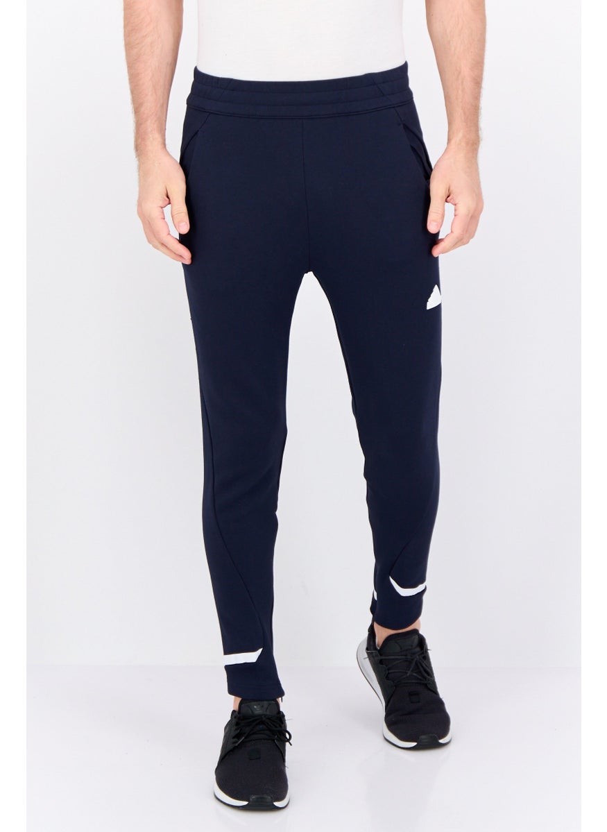 Men Slim Fit Brand Logo Outdoor Sweatpants, Navy