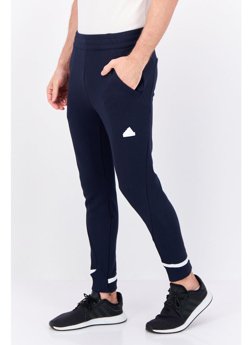 Men Slim Fit Brand Logo Outdoor Sweatpants, Navy