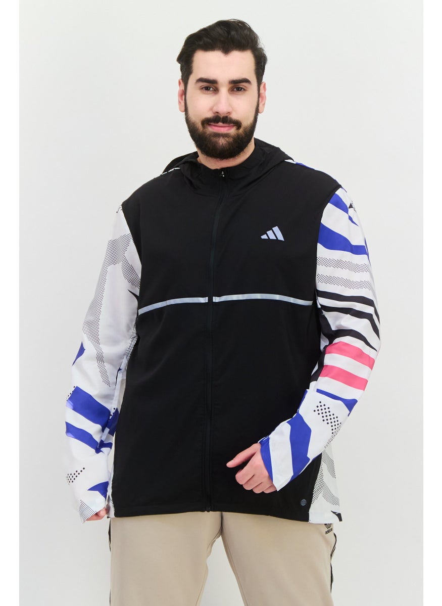 Men Sportswear Fit Long Sleeve Training Hooded Jackets, Black Combo