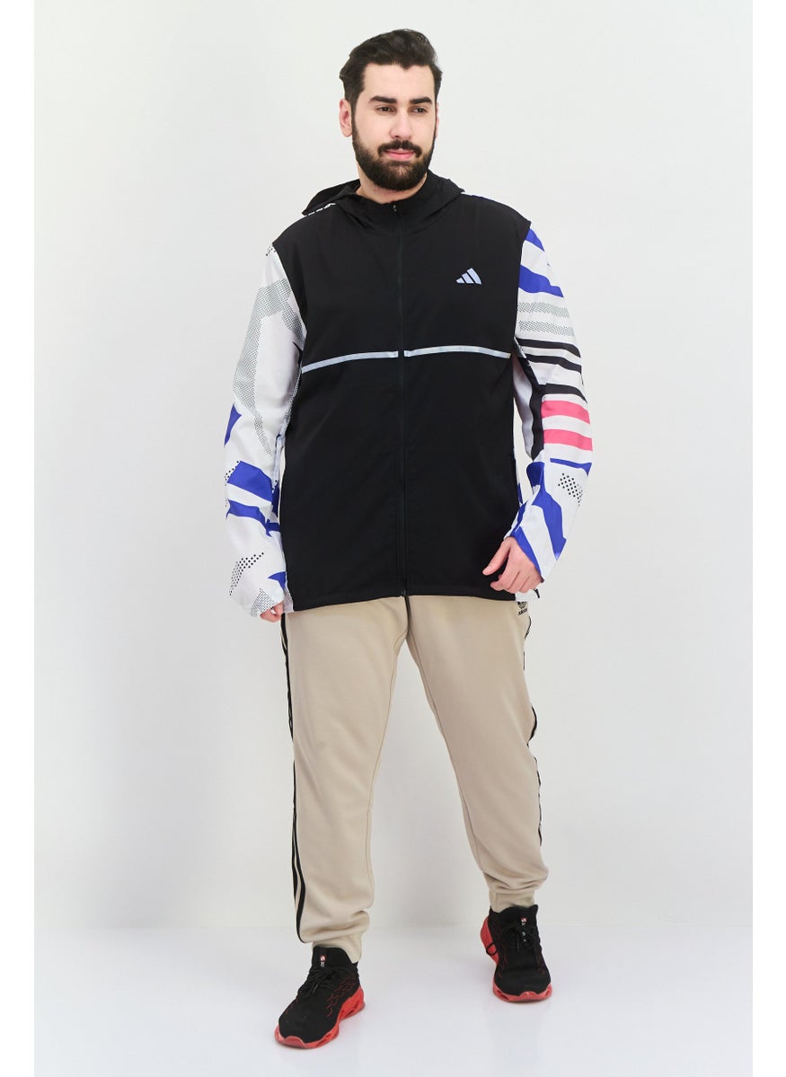 Men Sportswear Fit Long Sleeve Training Hooded Jackets, Black Combo