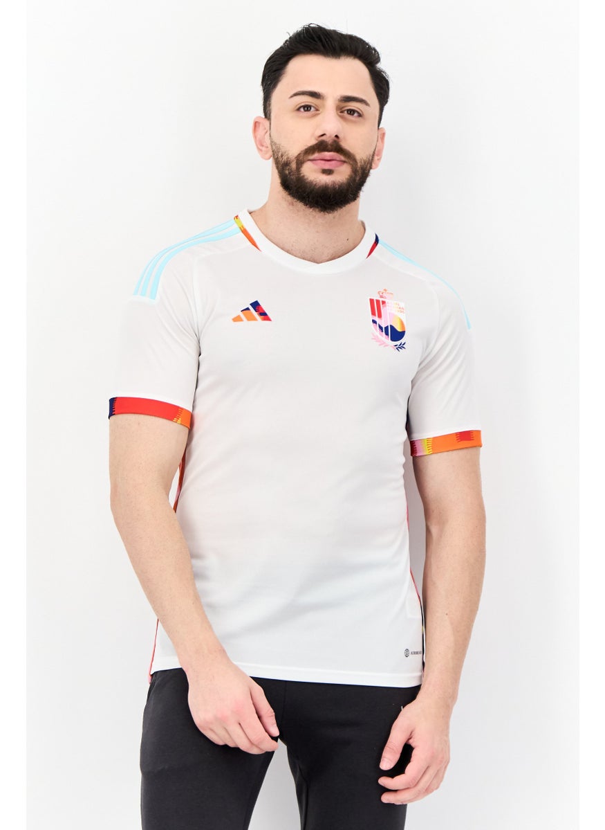 Men Sportswear Fit Short Sleeves Belgian Football Jersey Shirt, White