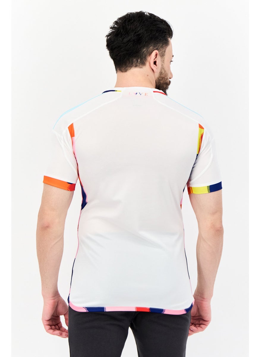 Men Sportswear Fit Short Sleeves Belgian Football Jersey Shirt, White