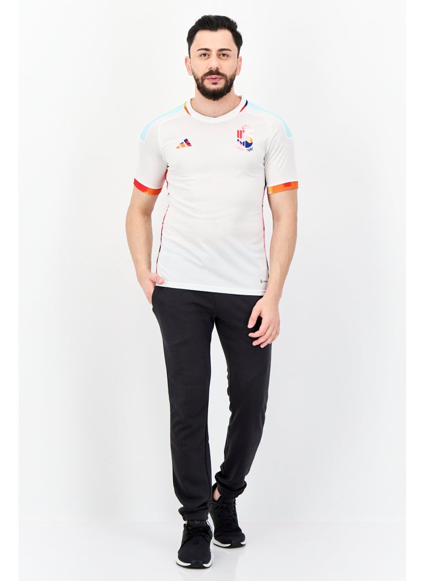 Men Sportswear Fit Short Sleeves Belgian Football Jersey Shirt, White