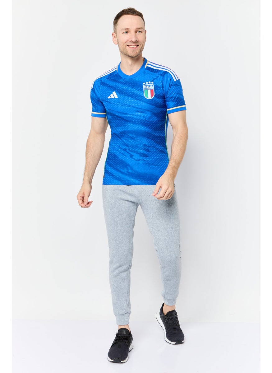 Men Slim Fit Short Sleeve Football Jersey, Blue
