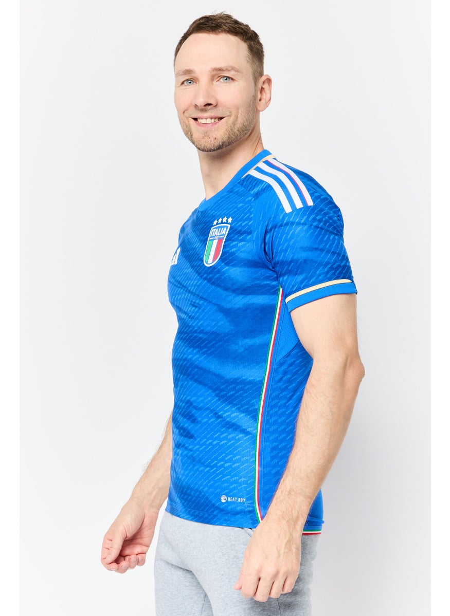 Men Slim Fit Short Sleeve Football Jersey, Blue