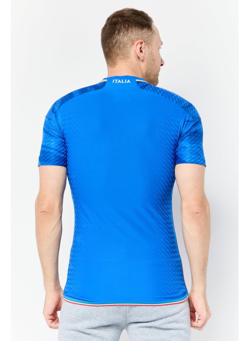 Men Slim Fit Short Sleeve Football Jersey, Blue