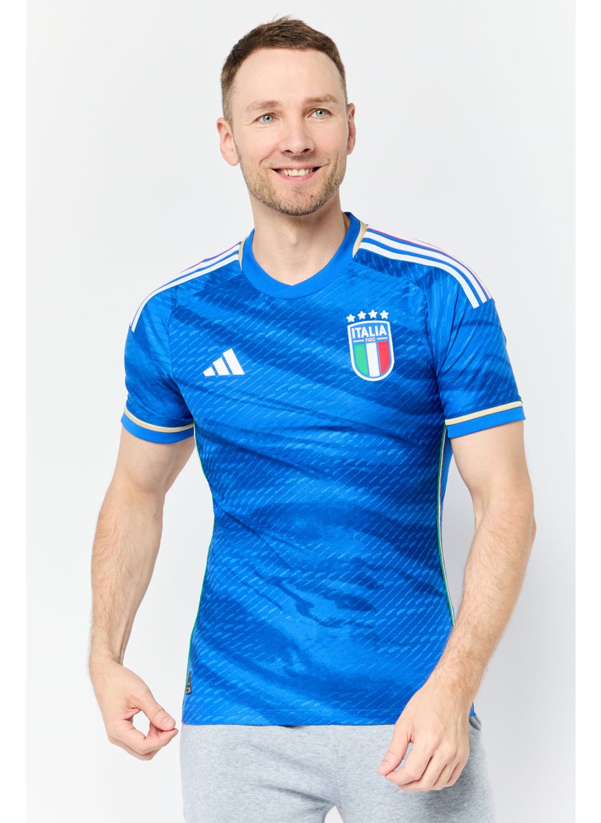 Men Slim Fit Short Sleeve Football Jersey, Blue