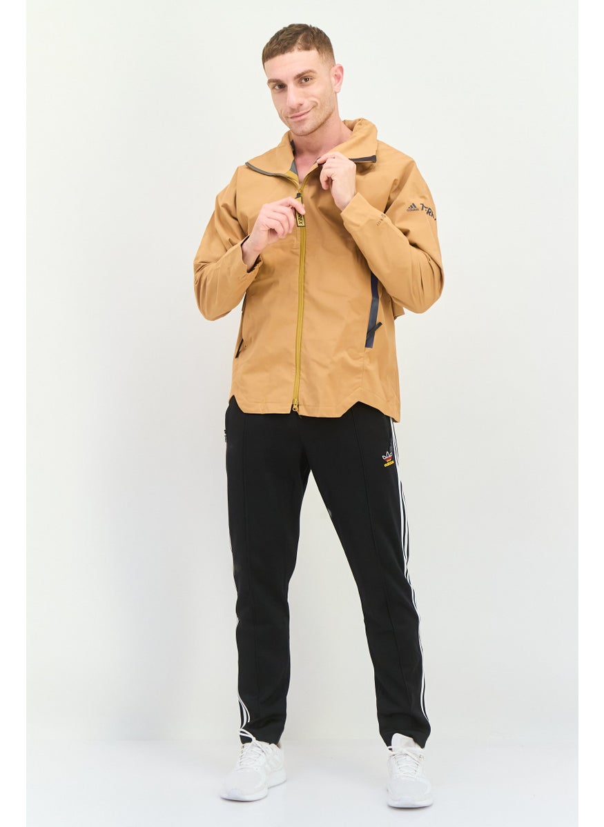 Men Sportswear Fit Outdoor Hooded Jacket, Mustard