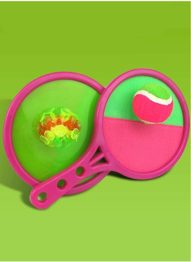Balls Game, Dual Side Toss Catch Disc Paddles Sports Ball Parent-Child Interactive Game for Adults Kids 2 Board, 2 Ball, Random Color
