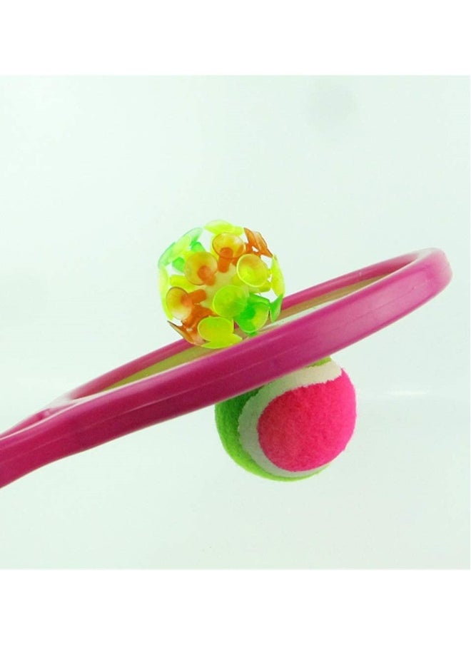 Interactive Toss and Catch Disc Game Set for Adults and Kids Includes 2 Paddles and 2 Balls Random Colors