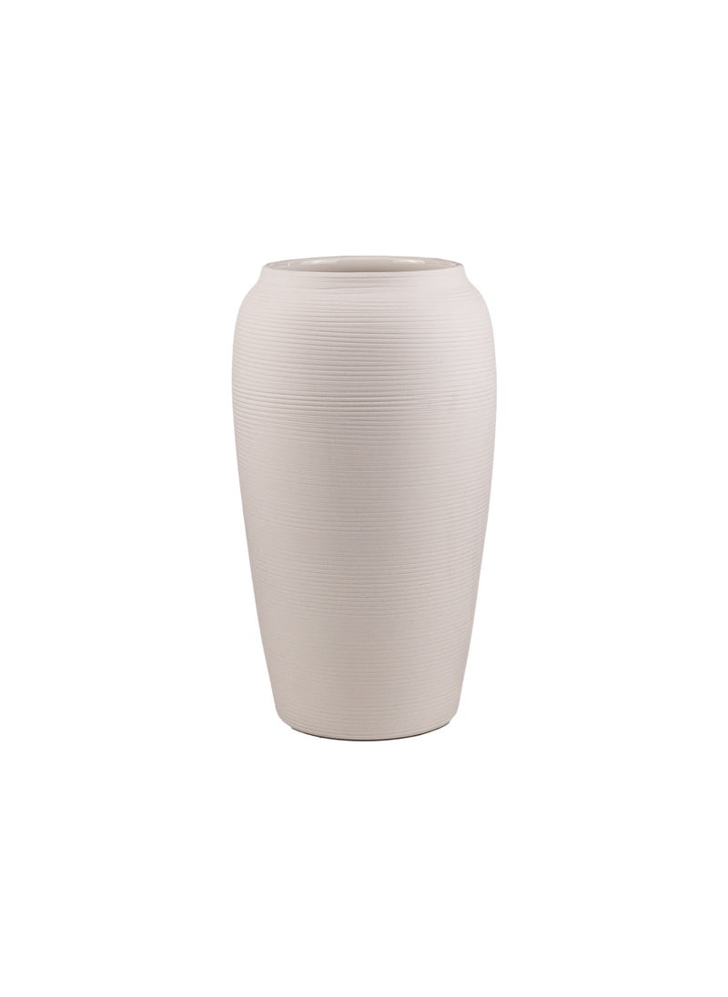 Gulf Flowers Ceramic Vase Base – D14.5cm x H24.5cm White Modern Decorative Flower Vase – Elegant Curved Design for Living Room, Office, and Tabletop Decoration