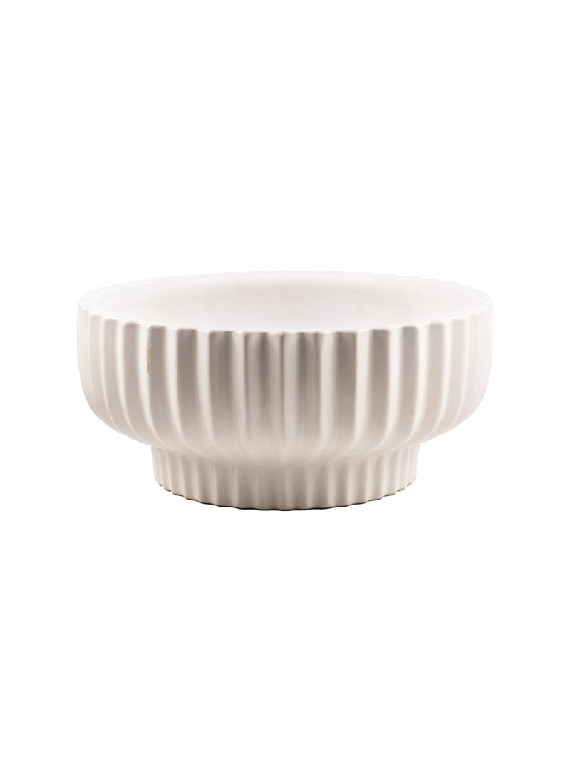 Gulf Flowers White Ceramic Vase Plate on Stem – D30cm x H13cm Elegant Pedestal Bowl for Flower Arrangements, Candles & Table Centerpieces – Modern Home & Event Decor Accessory