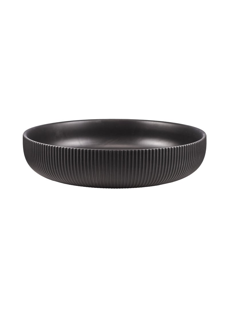 Gulf Flowers Black Ceramic Vase Plate – D30cm x H7.5cm Decorative Bowl Tray for Floral Arrangements, Candles, and Table Centerpiece – Elegant Modern Ceramic Dish