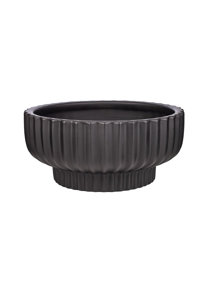 Gulf Flowers Black Ceramic Vase Plate on Stem – D30cm x H13cm Modern Pedestal Bowl for Flower Displays, Candles & Centerpieces – Elegant Home & Event Tabletop Décor