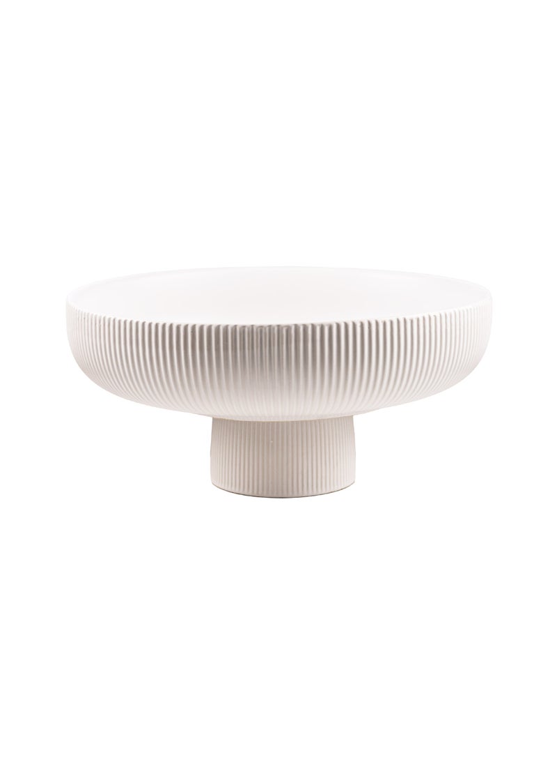 Gulf Flowers White Ceramic Vase Plate on Stem – D30cm x H13cm Elevated Decorative Bowl for Flowers, Candles & Centerpieces – Modern Pedestal Design for Home & Event Décor