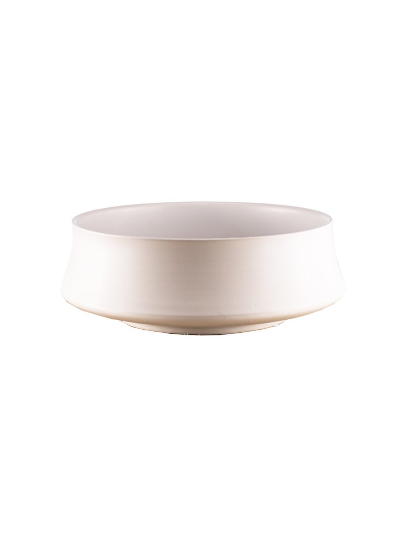 Gulf Flowers White Ceramic Plate – D21cm x H7.5cm Modern Decorative Bowl Plate for Fruit, Centerpiece, or Display – Elegant Minimalist Ceramic Dish for Home, Office, or Tabletop Décor