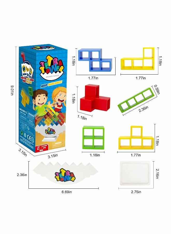 Stacking Blocks Tetris Balance Game - Board Games for Kids & Adults Tetra Tower Balancing Stacking Toys Building Blocks Perfect for Family Games Parties Travel