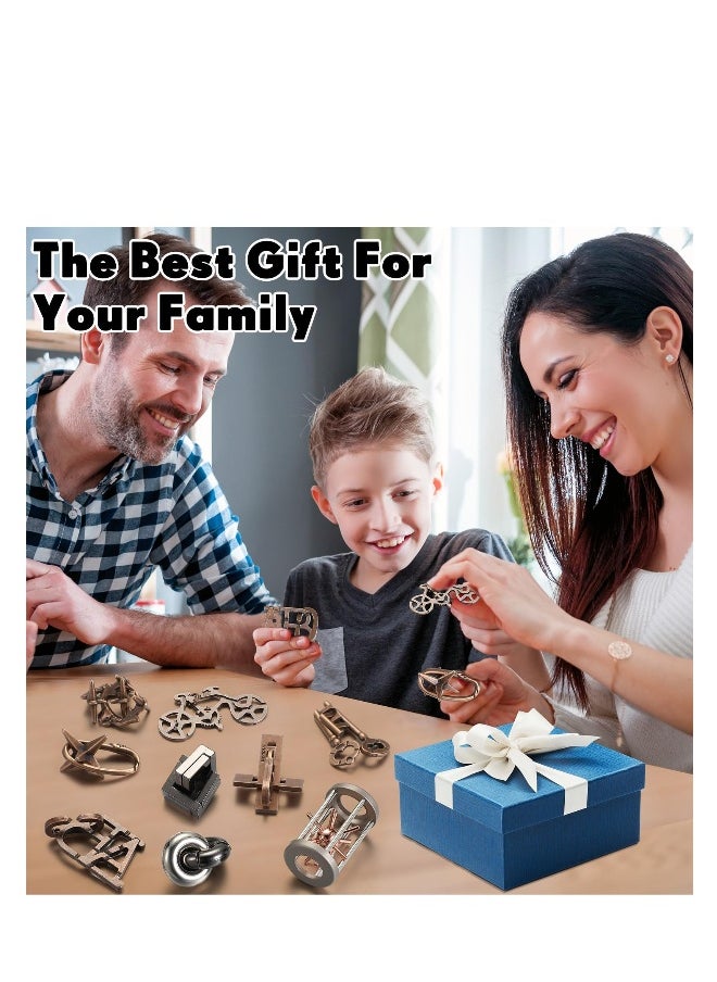 9 Pcs Metal Puzzles, Steel Brain Teaser Puzzles, for Adults 3D Metal Puzzle for Adults Unlock Interlocking Puzzle, Adult Mind Puzzle Game,s IQ Education Puzzle Toys Smart Toy (Exquisite Style)