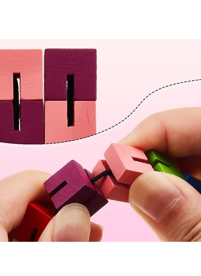 6 Pcs Wooden Fidget Toy Twist Block Cubes Puzzle Sensory Toys for Kids Birthday Party Gift and Supplies