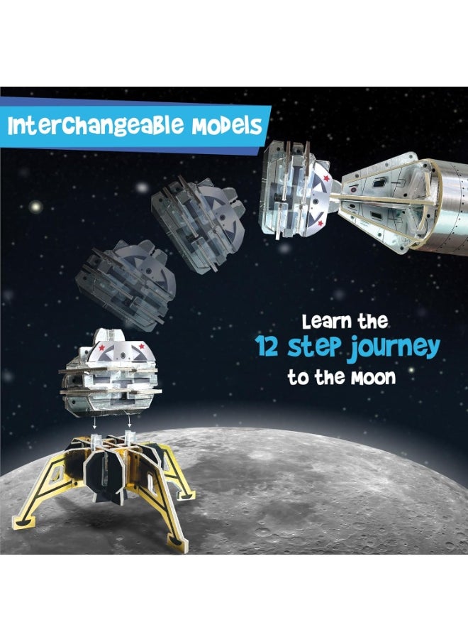 Man's Journey to Moon | Mission Apollo 11 | Rocket & Satellite Model Making Set | 3D Puzzle Toy for Kids | Astronaut & Space Kit | Birthday Gift for Girls & Boys