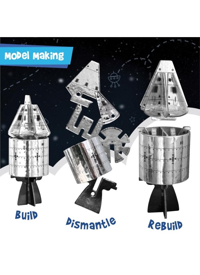 Man's Journey to Moon | Mission Apollo 11 | Rocket & Satellite Model Making Set | 3D Puzzle Toy for Kids | Astronaut & Space Kit | Birthday Gift for Girls & Boys