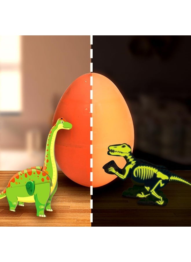 Mapology Glow in The Dark Dinos & Egg |3D Dinosaur Puzzle for Kids | Build and Play with Glowing Dinosaur Toys | Birthday and Return Gifts for Kids Ages 5,6,7,8,9