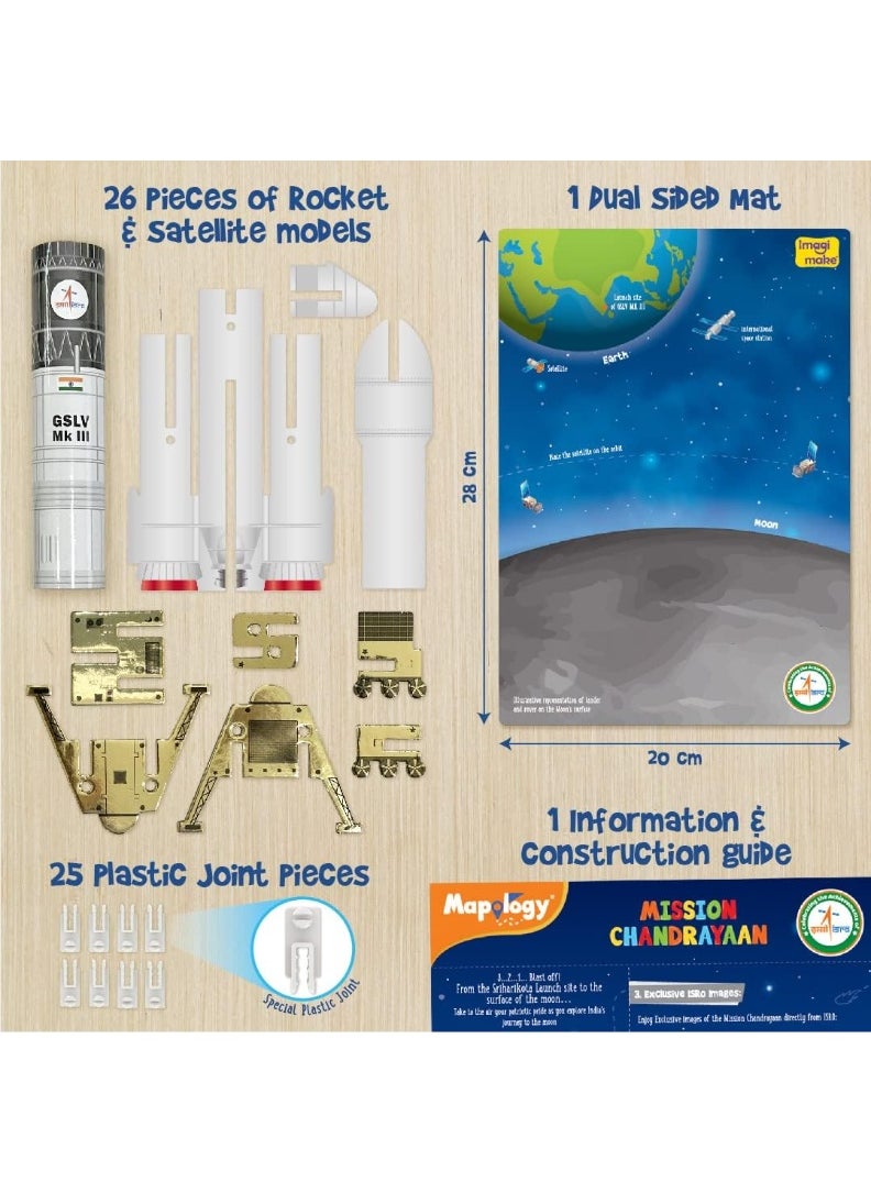 Mapology Chandrayaan | Isro Rocket Model & Satellite | Astronaut Toy | Educational Toys For Kids 5+Years | 3D Puzzles | Gifts For 5 Year Old Boy & Girl