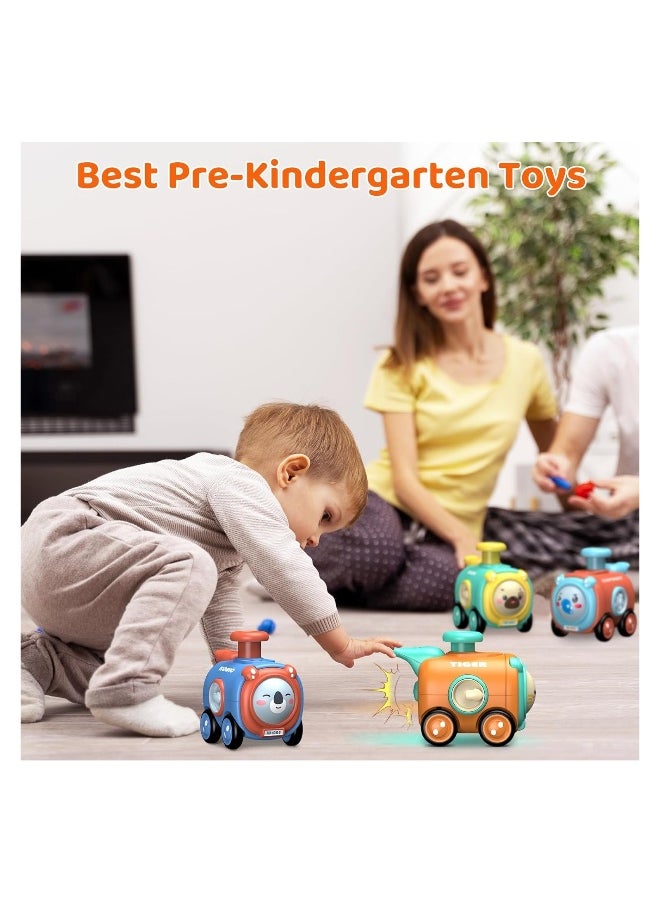 Press and Go Toy Cars Set - 4 Pack Animal Train Toys for Toddlers Aged 1-3 Years, Perfect Birthday Gift for Babies 12-18 Months, Ideal for Pre-Kindergarten and Preschool Play.