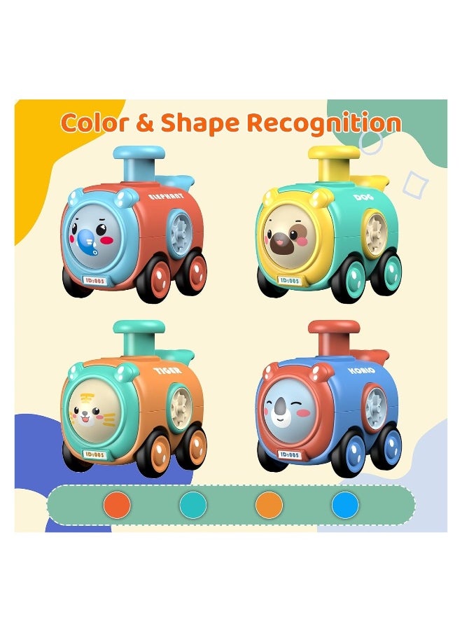 Press and Go Toy Cars Set - 4 Pack Animal Train Toys for Toddlers Aged 1-3 Years, Perfect Birthday Gift for Babies 12-18 Months, Ideal for Pre-Kindergarten and Preschool Play.