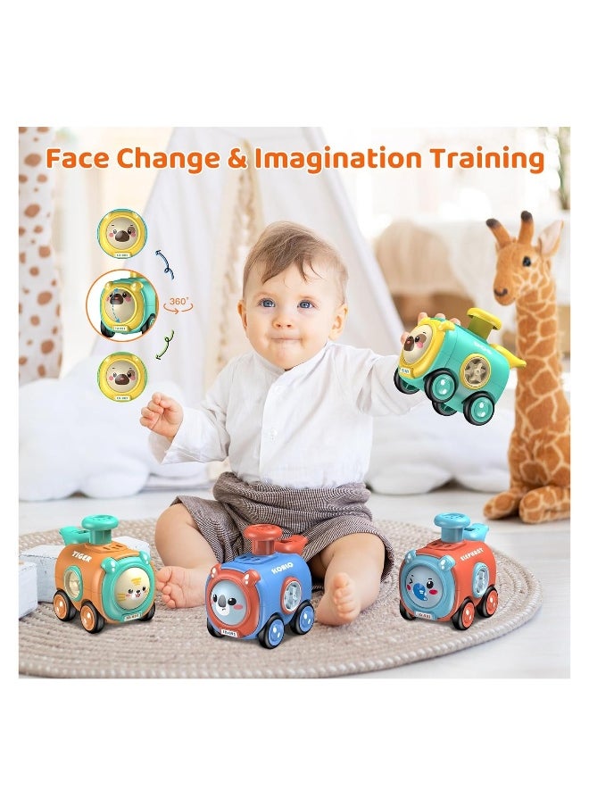 Press and Go Toy Cars Set - 4 Pack Animal Train Toys for Toddlers Aged 1-3 Years, Perfect Birthday Gift for Babies 12-18 Months, Ideal for Pre-Kindergarten and Preschool Play.