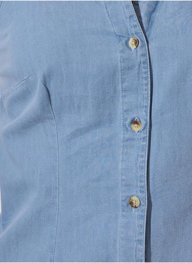 Regular Fit Sleeveless Denim Shirt