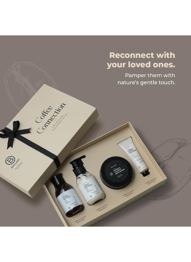 Coffee Connection Gift Box | Face Wash, Body Wash, Face Scrub, Body Scrub | Perfect Gift For Special Occasions (Pack of 4)