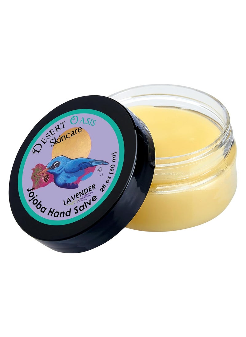 Lavender Jojoba Oil Hand Salve. Over 50% Pure Organic Jojoba Oil. Moisturizes Hair, skin, face, hands, feet naturally. Softening formula with Organic Beeswax and Organic Avocado Oil.(2 oz/60gm)