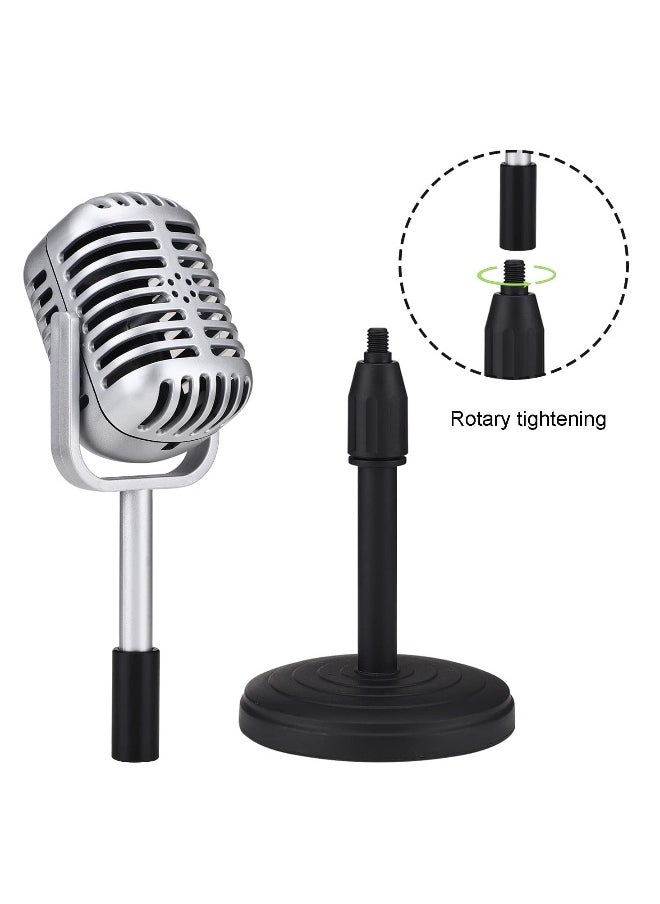 Desktop Microphone Prop Model, with Adjustable Stand, Classic Retro Style Microphone Prop Decor for Party Decoration Costume Role Play Game Night